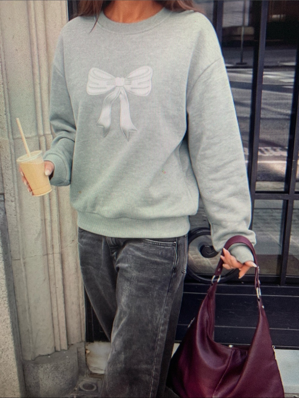 Classic Light Gray Bow Sweatshirt - Women Sweater - Picture 3 of 5